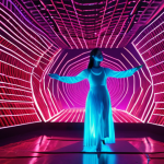 **Image Prompt 1:** A breathtaking, interactive holographic concert. A luminous, dynamic virtual artist performs on a futuristic stage, their movements subtly altered by light emanations and digital feedback flowing from an engaged, diverse audience. The atmosphere is vibrant with personalized visual effects reacting to real-time audience input, showcasing AI-driven emotional responses and collaborative participation. Volumetric lighting, neon glows, hyperrealistic, octane render.